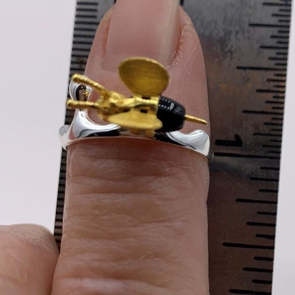 Nwot, solid sterling Bee and Honey ring with 22 K gold applied accents, sz 7 - Picture 4 of 10